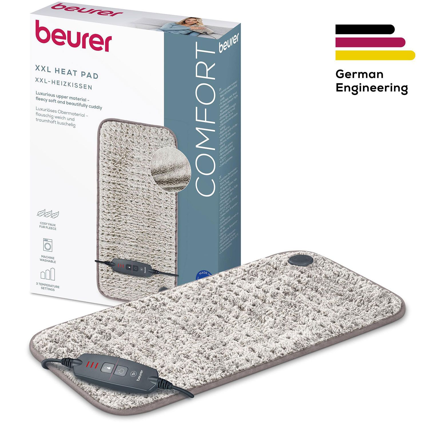 Електрогрілка Beurer HK 126 XXL Nordic Taupe, 60 × 30 см + 3 температурні рівні